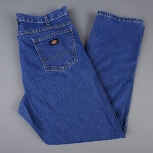 Dickies Mens 36x32 Workwear Straight Leg Blue Jeans 100% Cotton